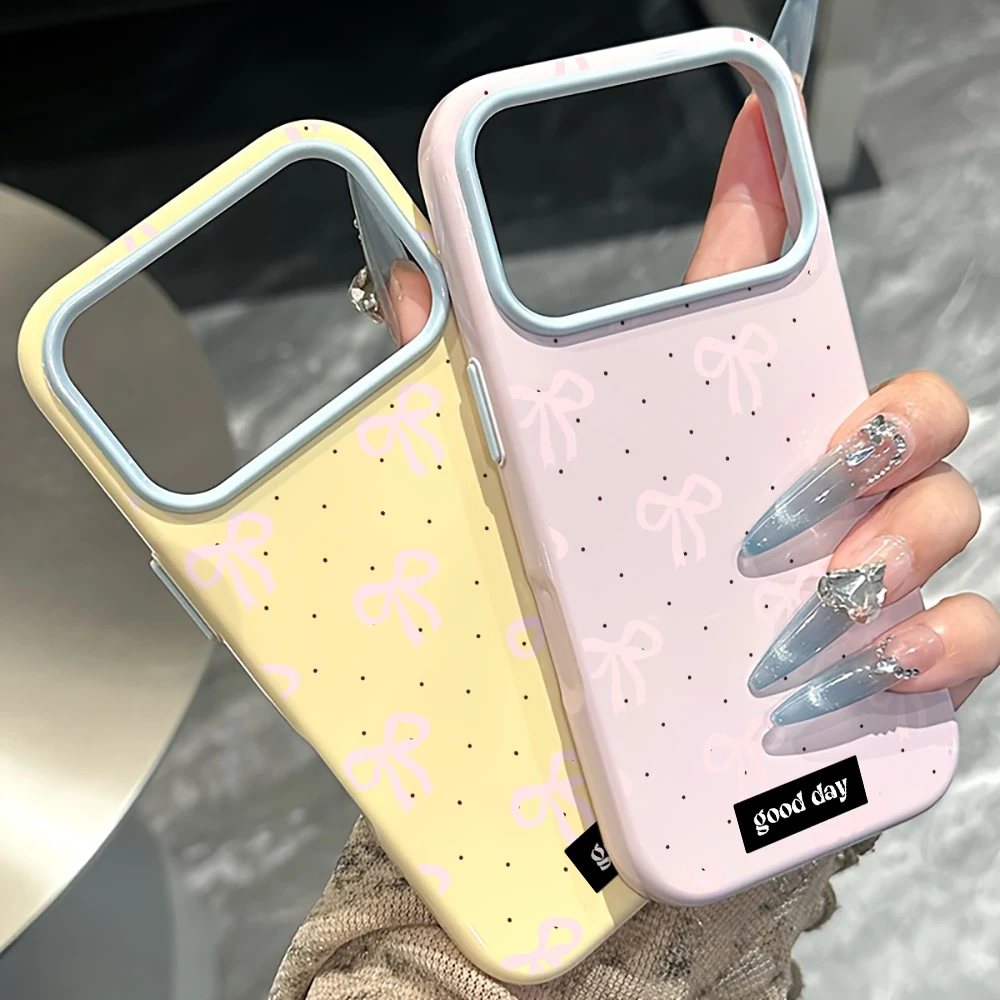 Chic Dopamine Pink Polka Dot Bow Phone Case - Soft Silicone TPU Cover