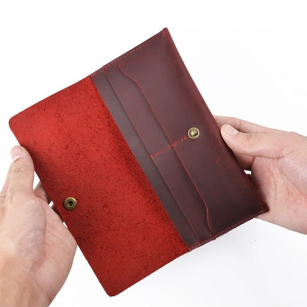 Handmade Retro Crazy Horse Cowhide Wallet Genuine Leather Men's Handheld Long Wallet