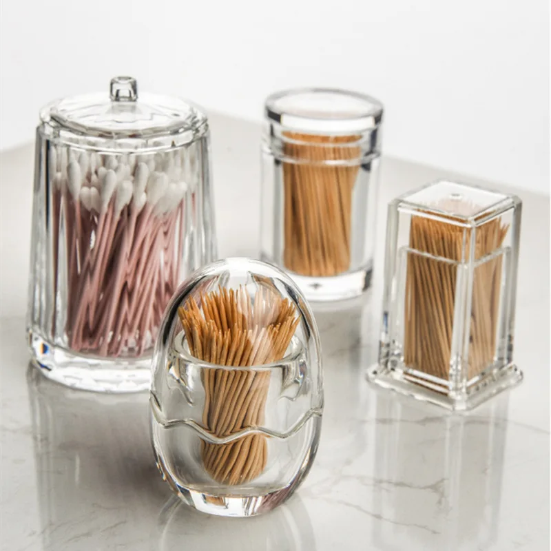 

Acrylic Toothpick Box Transparent Toothpick Bottle Round Square Plastic Toothpick Holder