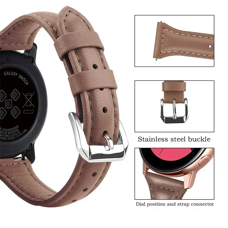 Elegant Slim Leather Bracelet for Women - 20mm/22mm Band