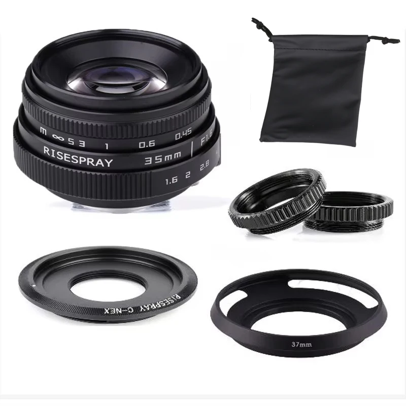 Mini 35mm F1.6 CCTV APS-C C Mount Manual Focus Large Aperture Lens