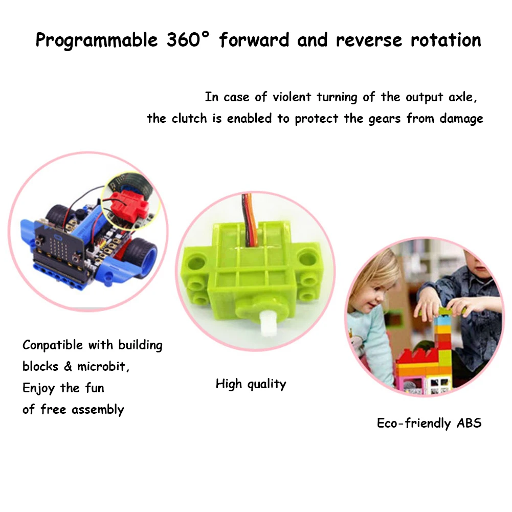 4pcs Geekservo 360 Degree Continuous Rotation Servo Wheel Compatible with Legoeds Building Blocks Micro:bit Robot Smart Car robot diy kit,servo motor parts