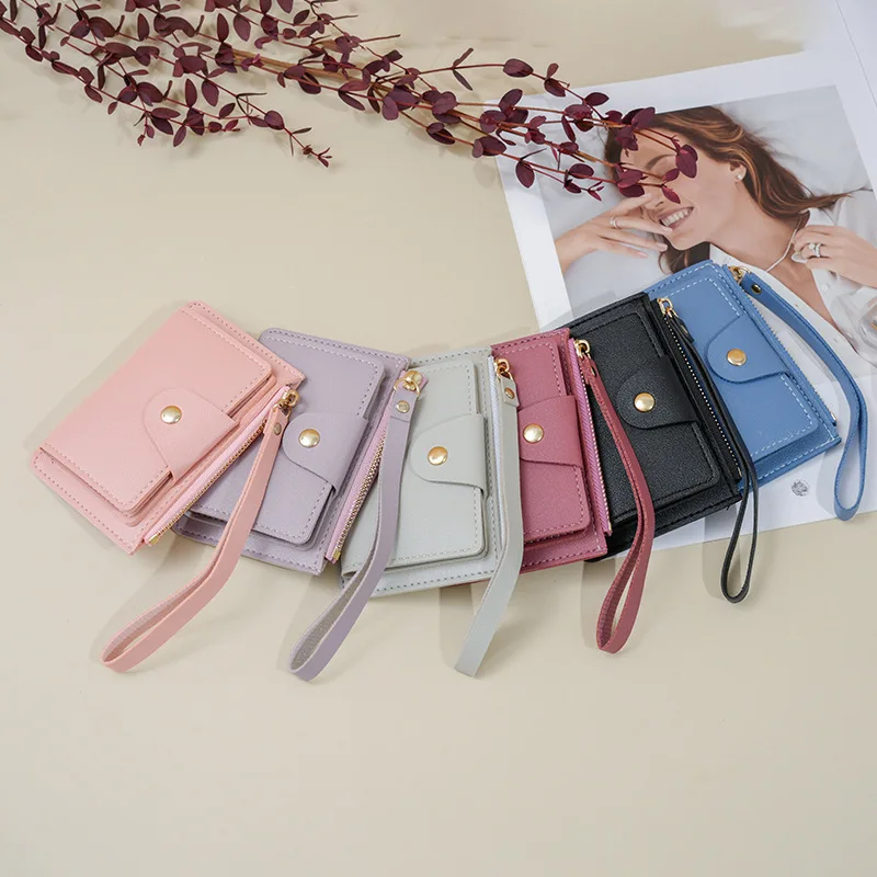 New Women Wallet Multi Card Slots Wristlet Coin Purse Ins Korean Style Student Small Wallet Card Holder