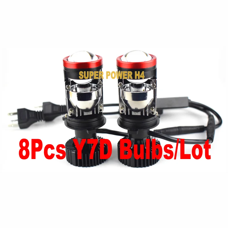 

8Pcs Y7D H4 LED Projector Mini Lens Auto Turbo Fan H4 LED Headlight Bulbs Kit Conversion High Beam Low Beam Car Light Lamp Y7 H4