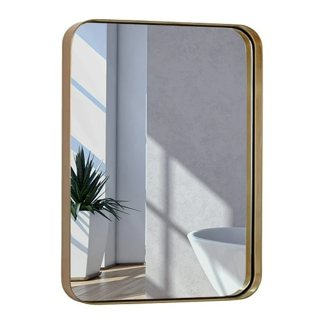 Brushed Metal Wall Mirror Glass Panel Gold Framed Mirror wall decor Mirrors  full body Plastic mirror Shower mirror Unbreakable m - AliExpress