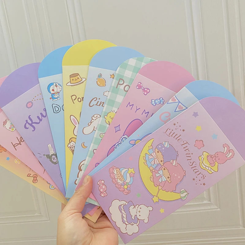 

Милый красный конверт Sanrio 4 шт., милый аниме новогодний красный пакет, подарок на свадьбу для девочек