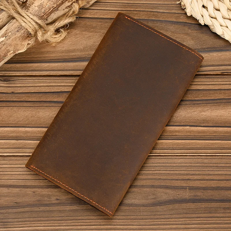 Luufan Vintage Genuine Leather Long Wallet Men Women Credit Card Holder Clutch Purse Coin Zipper Business Moible Phone Wallet 2