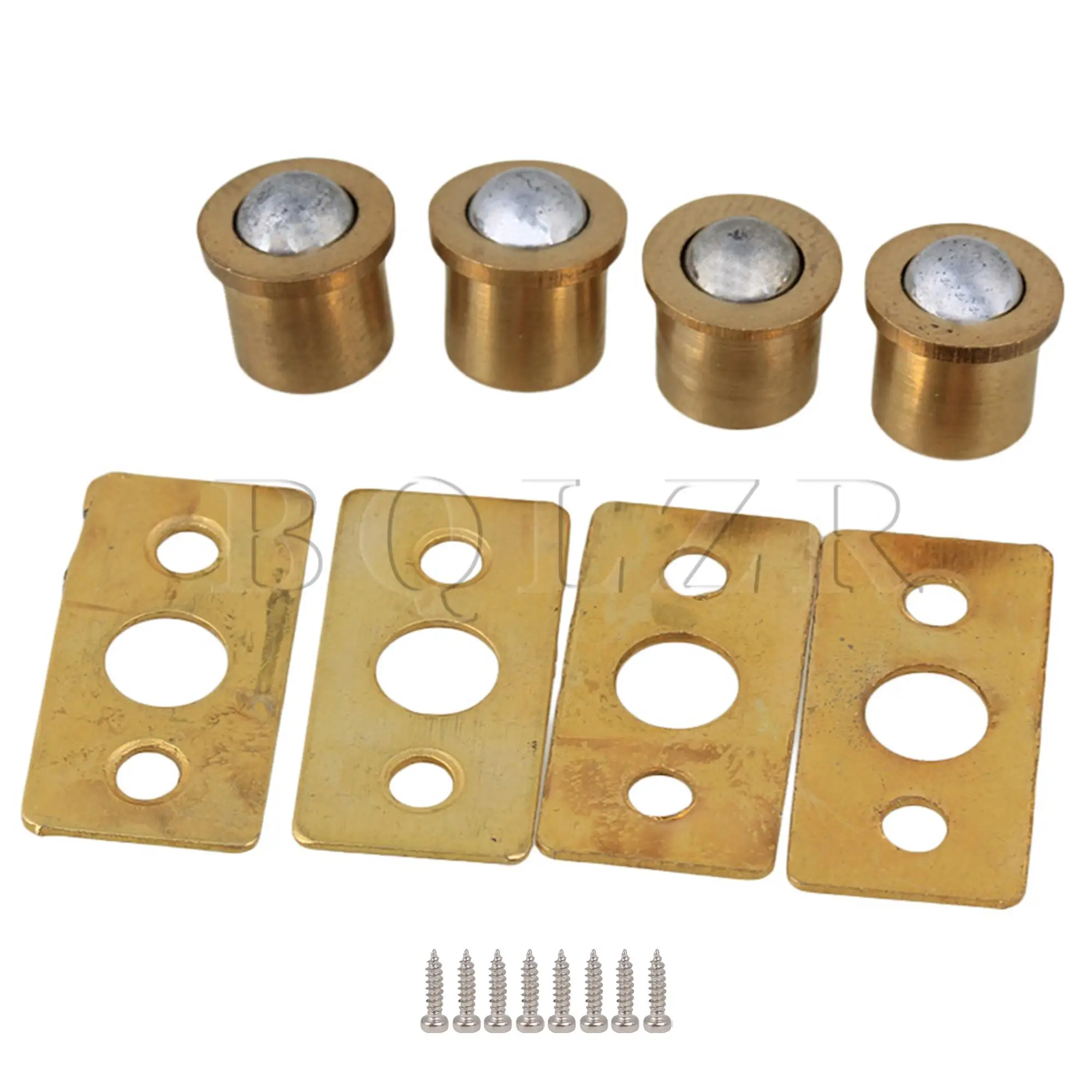 BQLZR 4 xGold Brass Ball Catch with Strike Plate for Cabinet Closet Sping Door