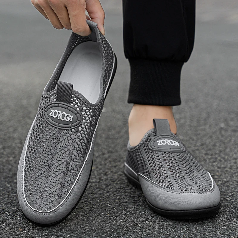 2024 Hot Sale Men Loafers Shoes Breathable Slip-On Men's Shoes Lightweight Flat Sneakers Men Walking Shoes Outdoor Mesh Footwear 6