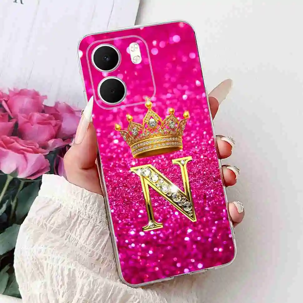 Fashion Flower Crown Soft Silicone TPU Phone Case Cover, A-Z Alphabet Design