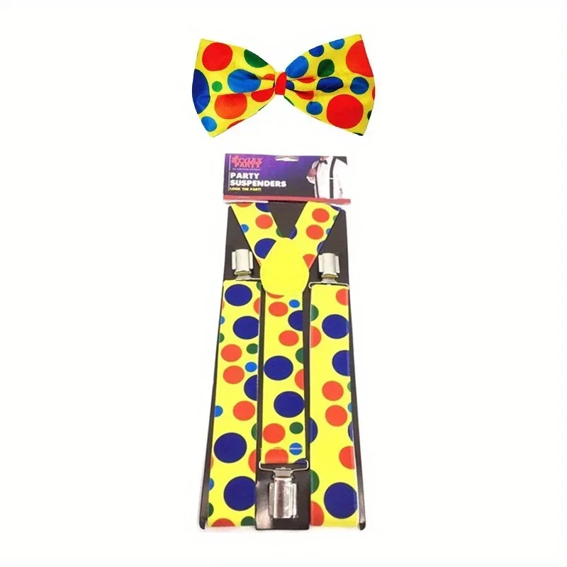 Clown Sling Bow Tie Set Colored Sling Birthday Wedding Party Christmas Cosplay Supplies Street Show