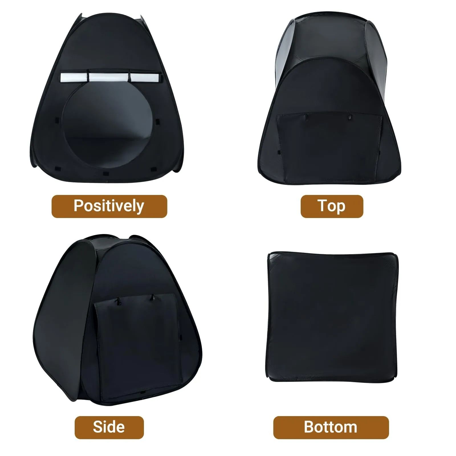 Side view showing tent material texture