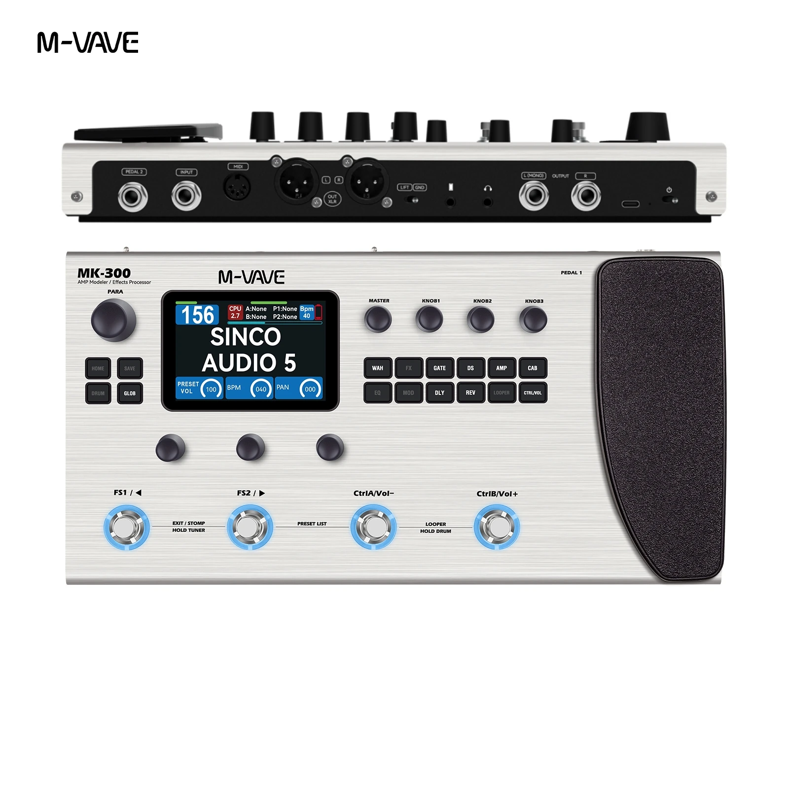 ギター M VAVE MK-300 M-VAVE MK-300 Guitar Multi-Effect Processor | 10h Battery+