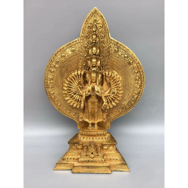 

18 inch old bronze copper gold buddhism Thousands Hands Guanyin Bodhisattva