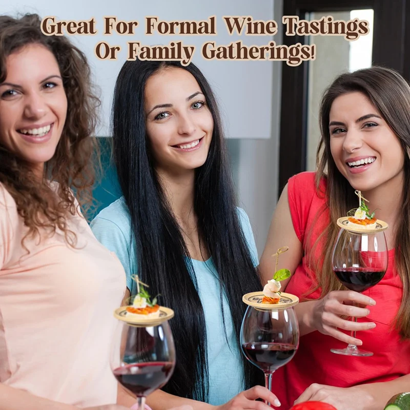 8 Pcs Wine Glass Charcuterie Topper Covers Bamboo Topper Coasters Plate