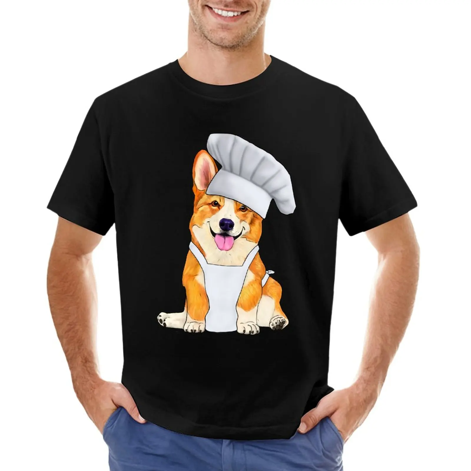 

Corgi chef - corgi in a chefs hat T-Shirt anime Blouse blank t shirts plain t shirts men