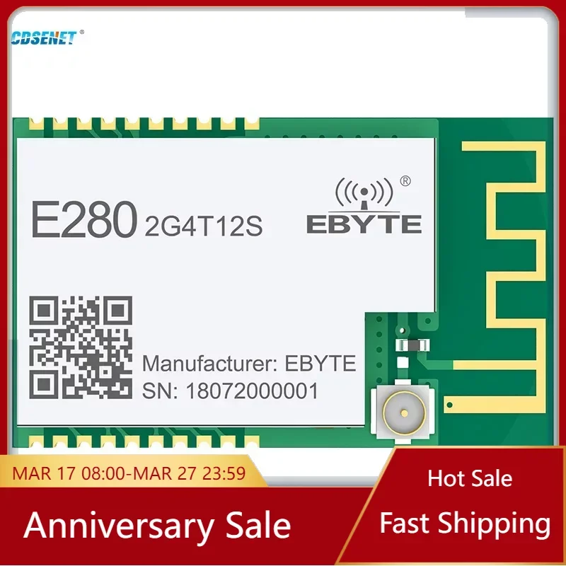 

SX1280 2,4 ГГц радиочастотный UART LoRa беспроводной модуль 12 дБм 3 км беспроводной Rangiing LoRa FLRC GFSK E280-2G4T12S CDSENET IPEX/PCB TTL