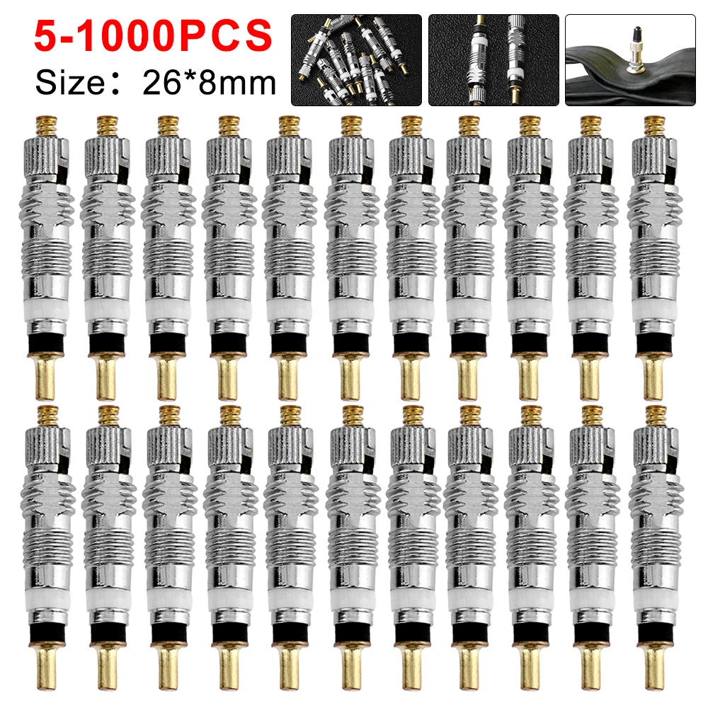 5-1000ชิ้นอะไหล่วาล์วจักรยานแบบถอดได้อะไหล่เปลี่ยนแกนทองเหลือง CNC FV MTB ยางรถจักรยานเสือหมอบเครื่องมือซ่อมอะไหล่ 1