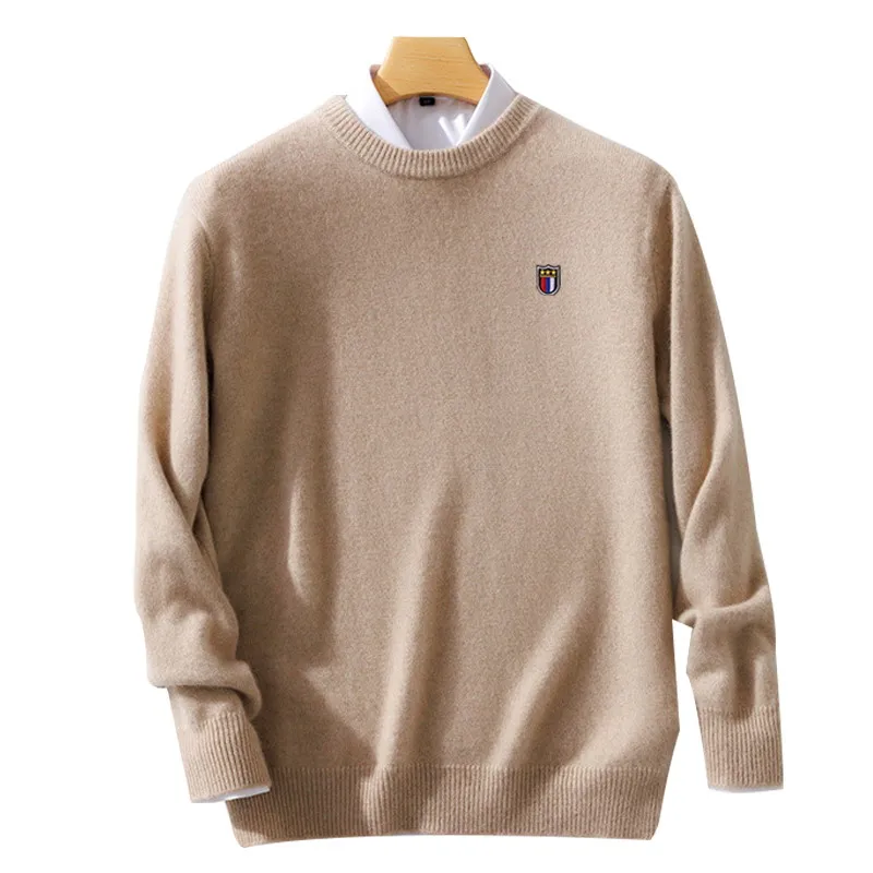 Plus Size 5XL Wool Men's Sweater O-neck Knitted Long Sleeved Pullover Solid Color Casual Fashion Male Winter Cashmere Sweater 3