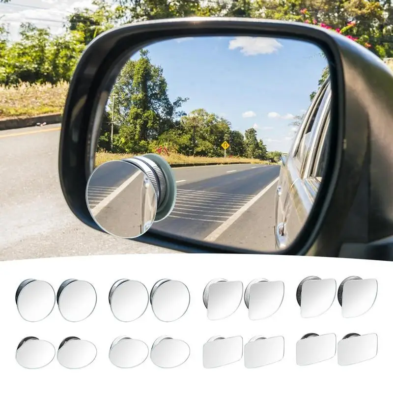 

Blindspot Mirror 2Pcs Car Rearview Sucker Auxiliary Mirrors Adjustable Round Frame Convex Wide-angle Clear Rearview Mirrors