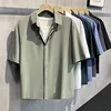 Short-sleeved White Shirt Men Summer New Anti-wrinkle Fashion Korea Casual Button Pocket Shirt Male Clothing Loose Top 2