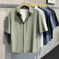 Short-sleeved White Shirt Men Summer New Anti-wrinkle Fashion Korea Casual Button Pocket Shirt Male Clothing Loose Top 2