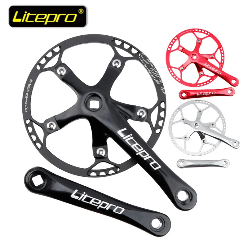 Litepro 130BCD Bicycle Crankset 5-Bolt 170mm MTB Crank 48T/50T/52T/54T/56T/58T Chainring Folding Bike BMX Bike Chainring Bike Crank Bike Crankset Bicycle Parts