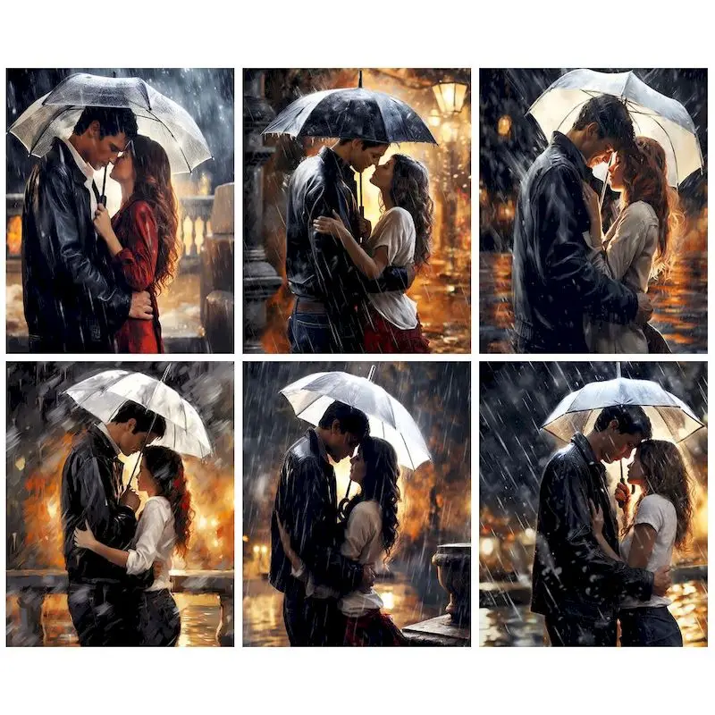 

CHENISTORY Pictures By Number Couples Under Umbrella Drawing On Canvas Wall Art Painting By Number Portrait Gift Home Decor