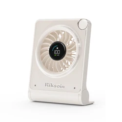 Rechargeable Turbo Airflow Desk Fan with Digital Display and Adjustable Speeds - No plug (White)