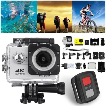 미니 액션 카메라, 와이파이 2.0 인치 화면, 방수 헬멧 카메라, 수중 원격 제어 캠, 울트라 HD 4K 액션 카메라, 30FPS, 170D