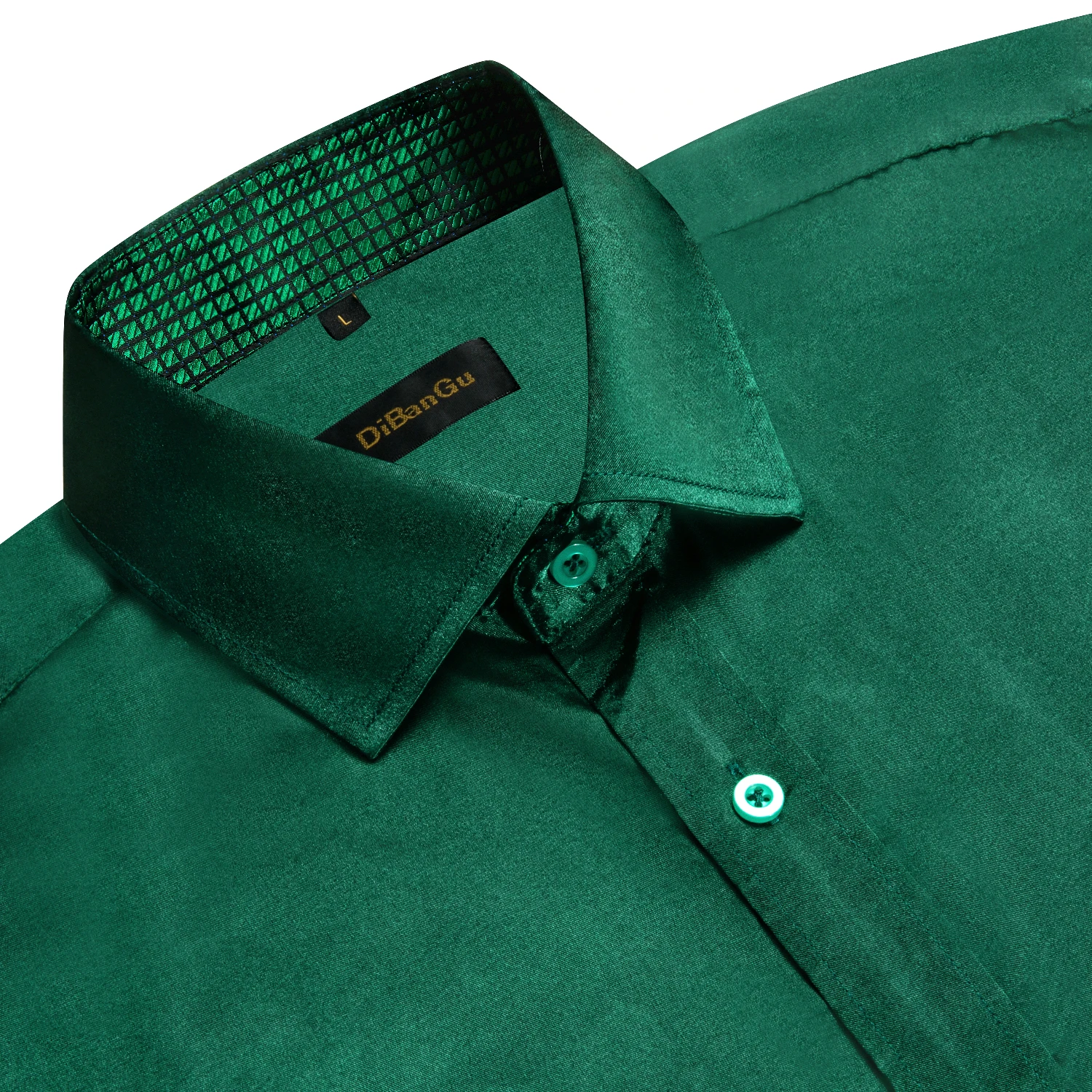 Mens Dress Shirt Green Plaid Splicing Contrasting Colors Long Sleeve Shirts For Men Designer Stretch Satin Tuxedo Shirt