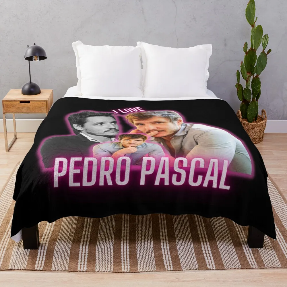 

I Love Pedro Pascal Cursed Fan Collage Throw Blanket Thin Plaid Weighted sofa bed Cute Blankets