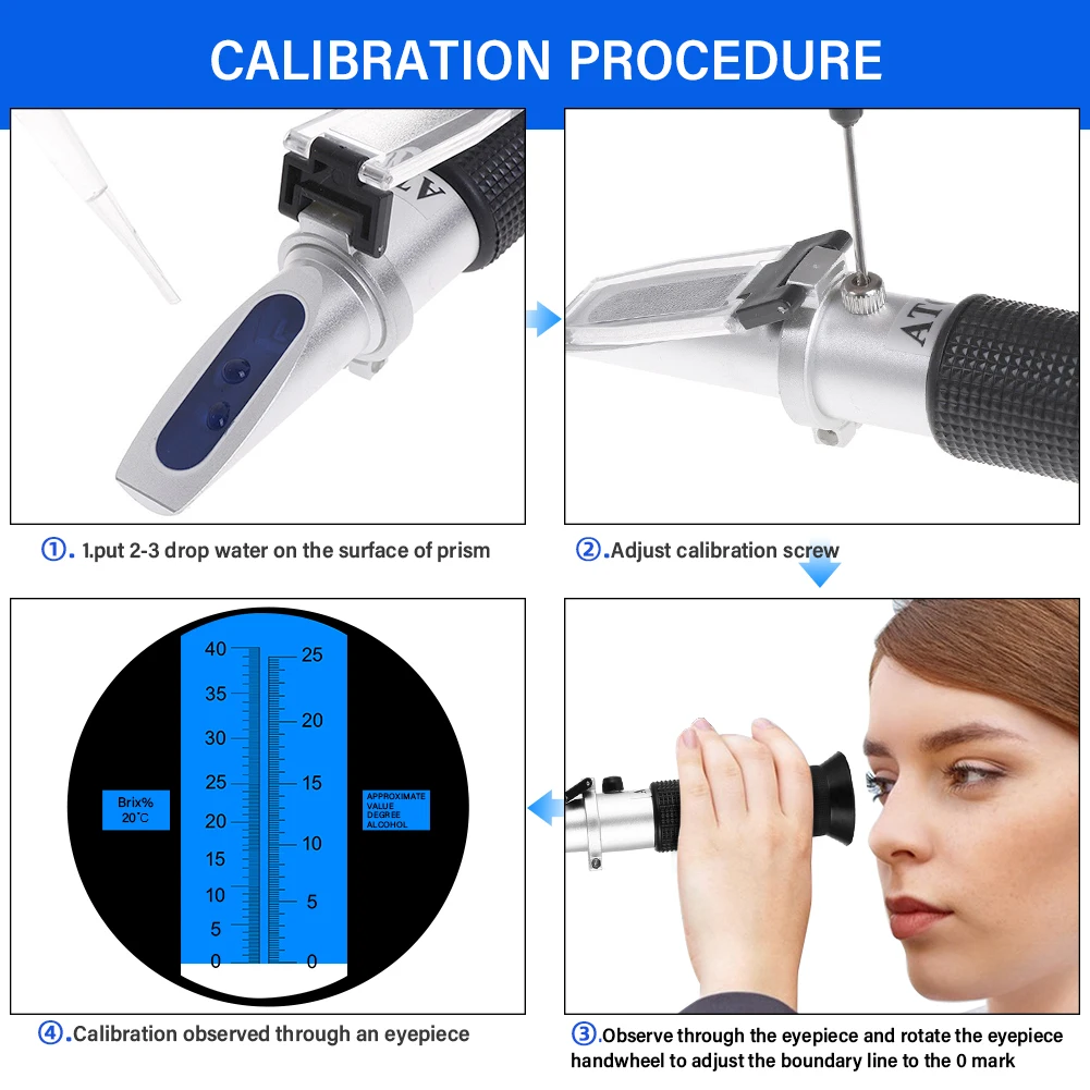 0-40 % Brix 0-25 % Alkohol Trauben Wein Refraktometer ATC Handheld Konzentration Meter Obst Zucker Inhalt Tester Messung – Detail 13