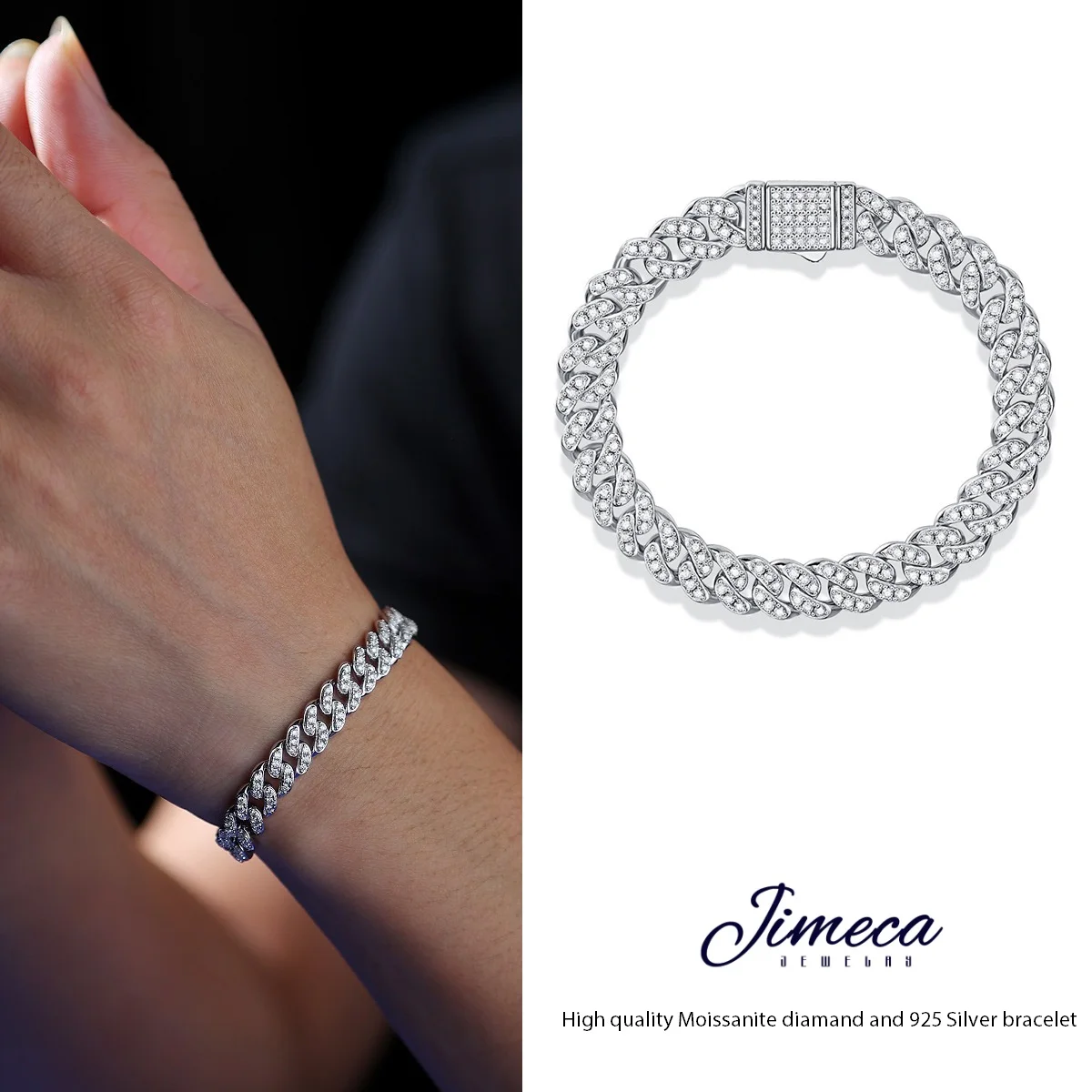 

moissanite bracelet men women silver 925 bracelets 16.5cm 18cm 19cm 20cm exquisite quality gift wrist jewelry chain