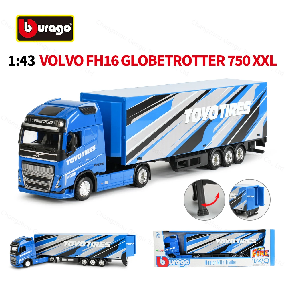 Bburago 1:43 Volvo FH16 Globetrotter 750 XXL Trailer Heavy Tractor