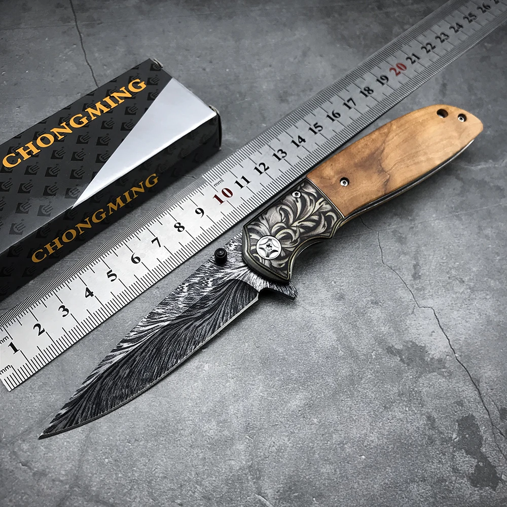 

CM77 Damascus Pattern Blade Knife Tactical Hunting 440C Folding Pocket Jungle Survival Camping Knives EDC Rescue Tools