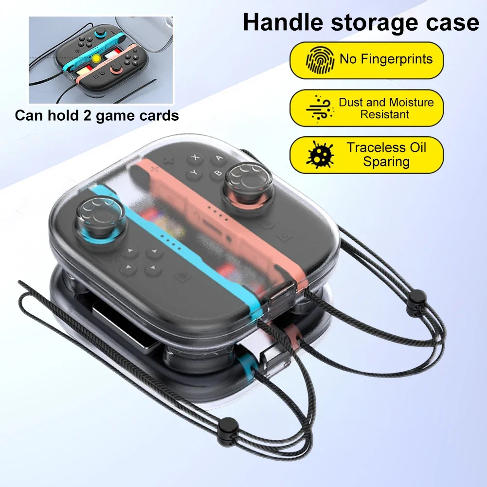 For Switch 2 Handle Storage Box Transparent Anti-scratch Clear Protector Shell with Game Card Slots For Switch 2 Joy-cons Handle