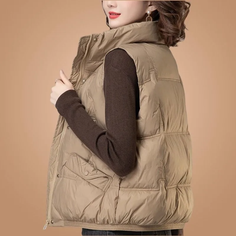 2023 New Women Vest Cotton Jacket Winter Jacket Female Middle-aged Mother Short Length Parkas Loose Outwear Appear Thin Overcoat