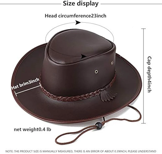 Cowboy Hats for Men and Women, Western Leather Outback Wide Brim Rain Cap -  AliExpress