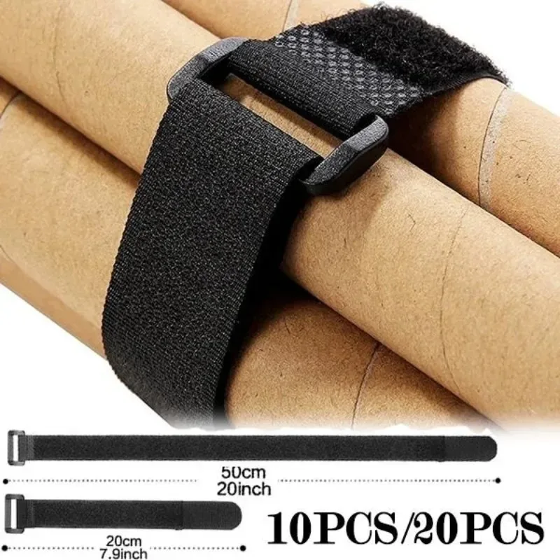 Bulk Pack of 10 Reusable Nylon Cable Securing Straps with Hook and Loop Fastening, Durable and Adjustable (20cm or 50cm Length Options)