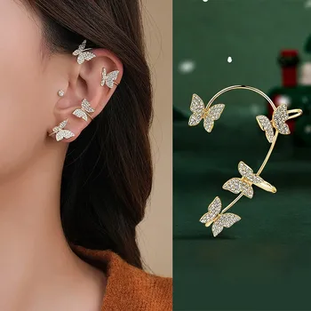 New Elegant Advanced Butterfly Earbone Clip Korean Sweet Accessories Fashion Ear Hook Luxury Earring for Womans Jewelry 1