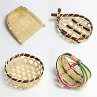 Hand-woven Disc Mini Basket Saving Space Durable Bamboo Storage Basket Household Accessories Fresh Fruit Platter Small Dustpan 1