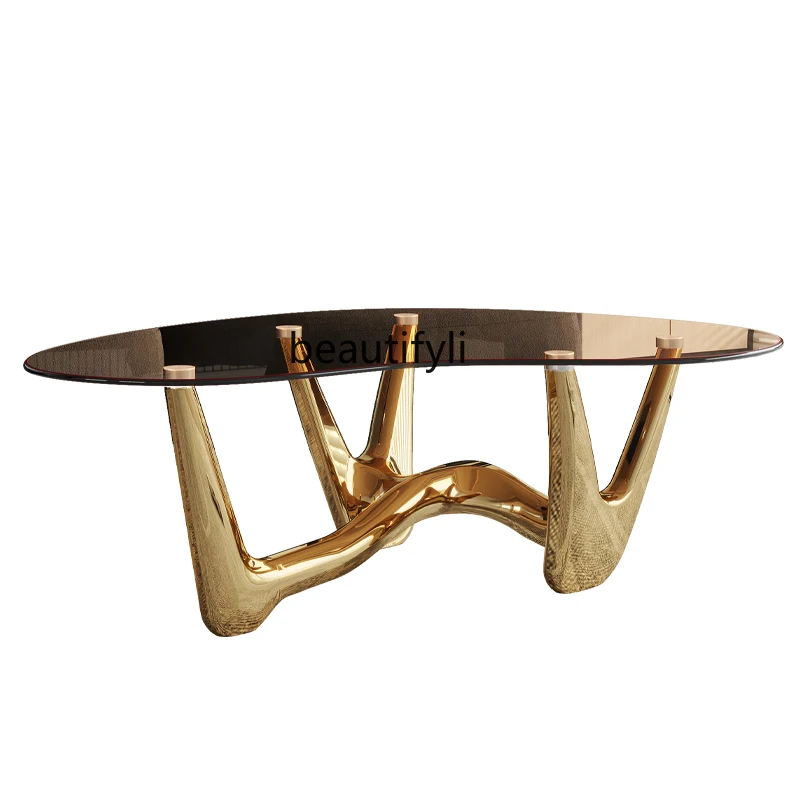 

Роскошный кофейный столик из закаленного стекла, основание из алюминиевого сплава, кофейный столик с закругленными углами, особый дизайн, высокое качество