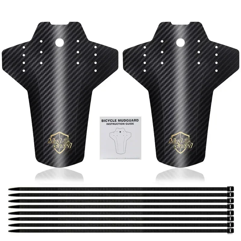 Pair of Carbon Fiber Bicycle Fenders - Premium Cycling Mud Guards for Road and Mountain Bikes