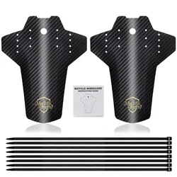 Pair of Carbon Fiber Bicycle Fenders - Premium Cycling Mud Guards for Road and Mountain Bikes (Black with Gold)