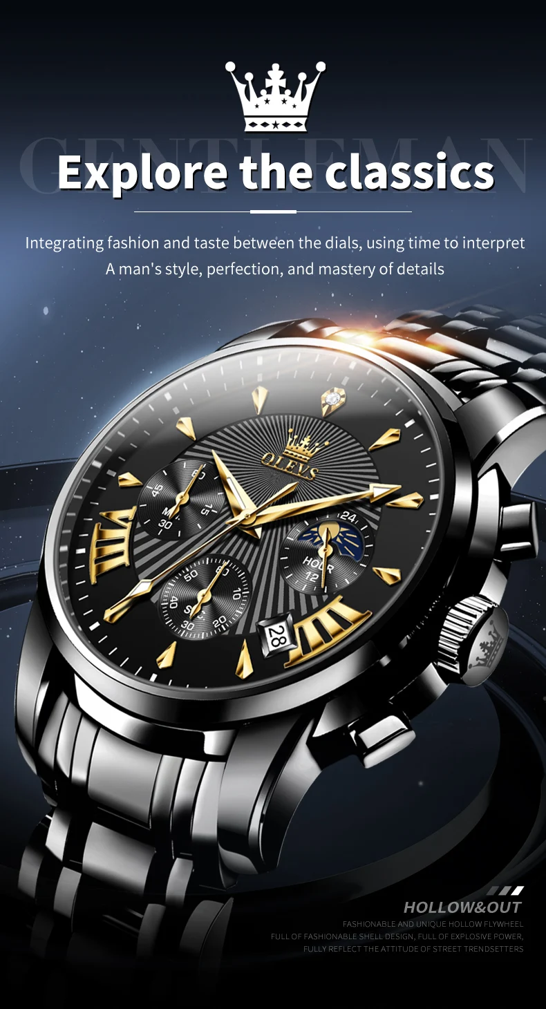 OLEVS 2892 Chronograph Luxury Mens Watch description image 2