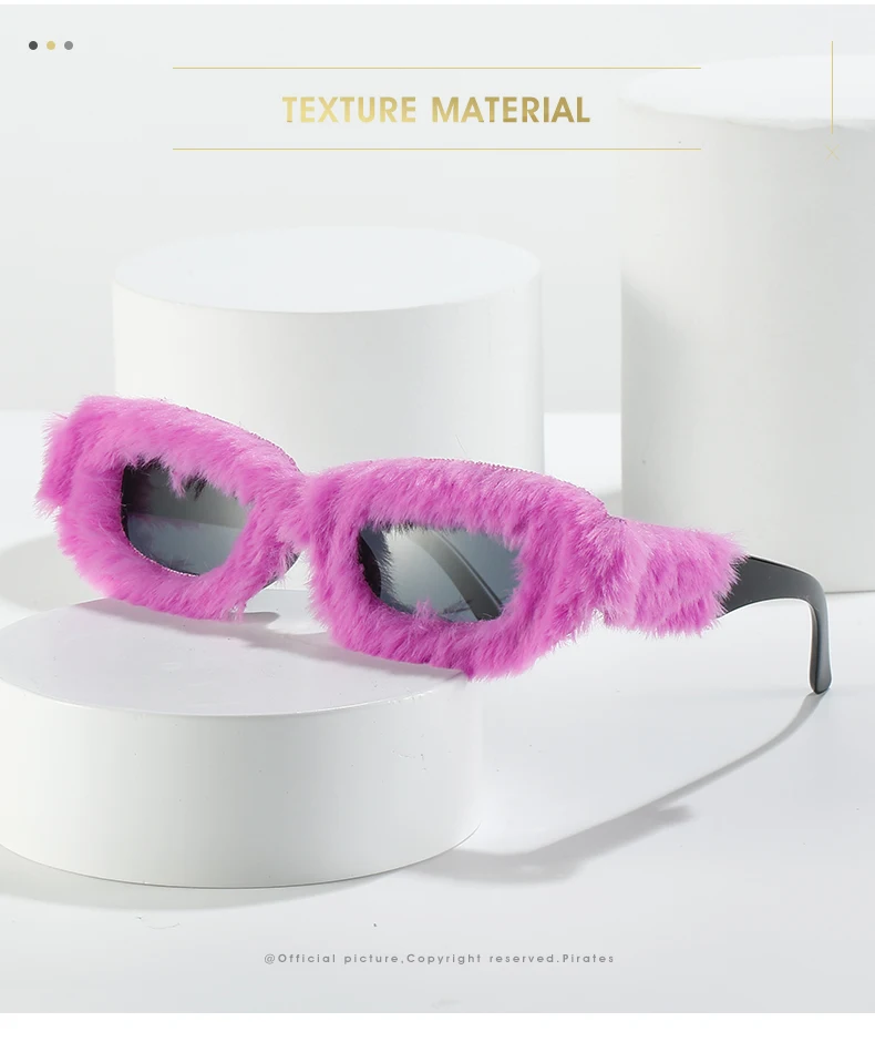 ZLY 2024 New Fashion Rectangle Sunglasses Women Hairy Gradients