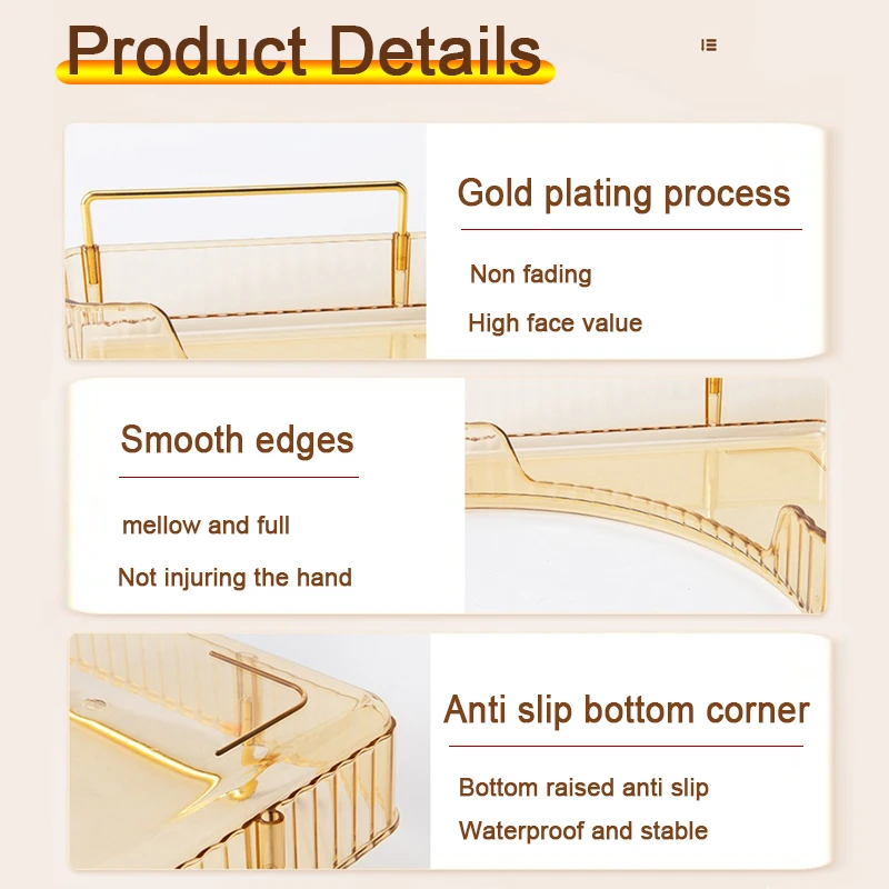 1 cosmetic storage rack, multifunctional 90 ° corner storage rack, high-quality transparent PET material counter dressing table 5