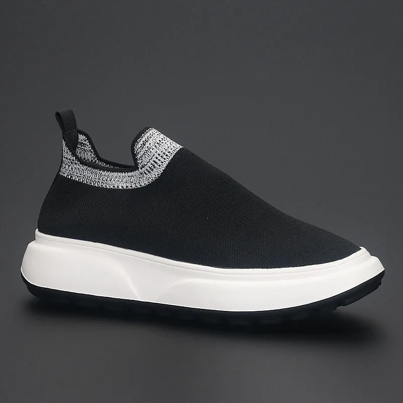 

British Men's Shoes New Casual Flying Woven 6013 Breathable Mesh Shoes Trend Heightening Shoes Comfortable Board Shoes