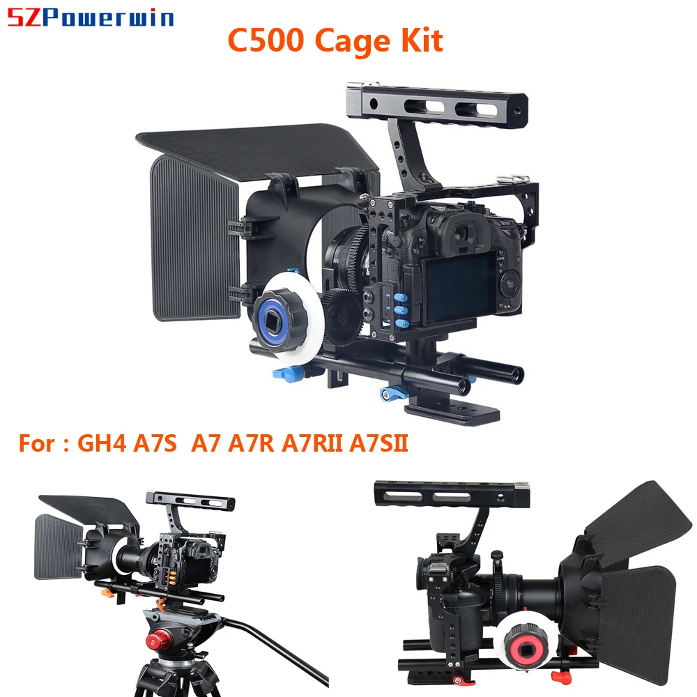 Kit Gabbia Powerwin C500 Per Gh4 A7S A7 A7R A7Rii A7Sii Dslr Fotocamera Photo Studio Rig Slider Stabilizzatore Follow Focus Barn Door Set